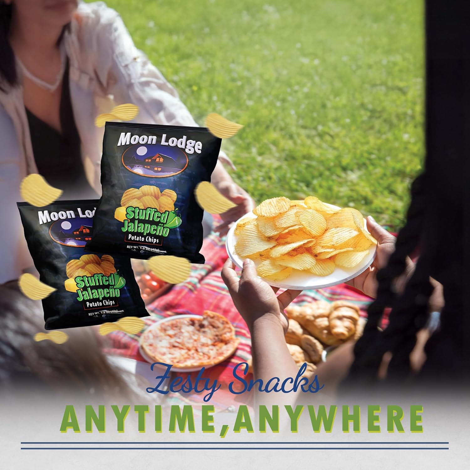 Moon Lodge 21 Pack Stuffed Jalapeño Potato Chips – Kosher & Halal Snacks for All Ages, Perfect for Parties & Movie Nights (1.5 Oz Bag)