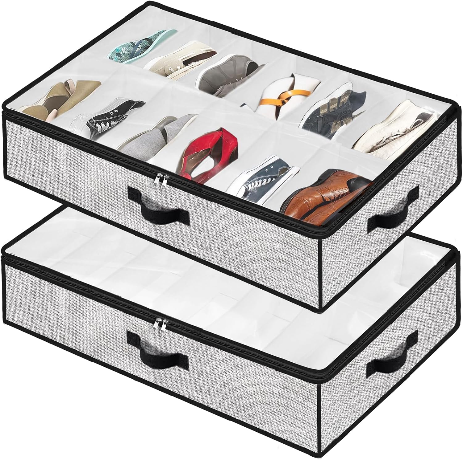 Meerainy Under Bed Shoe Storage Organizer for Closet 2 Pack