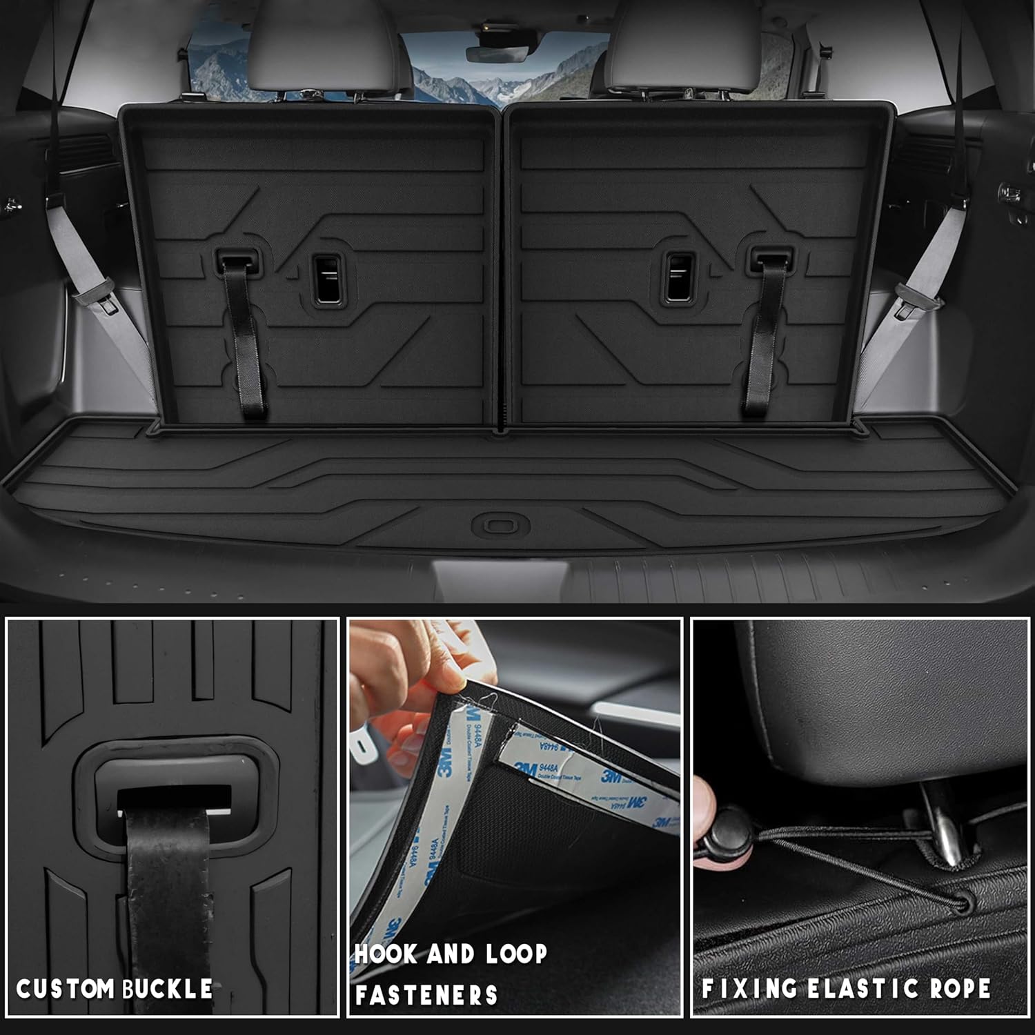 KARPAL Floor Mats Fit for Hyundai Santa Fe 2024 2025 2026 (Fit Hybrid and Gas) 6-Seat/7-Seat, All Weather TPE Car Mats Cargo Liners Accessories, 1st & 2nd & 3rd Row & Cargo Liners - Image 7