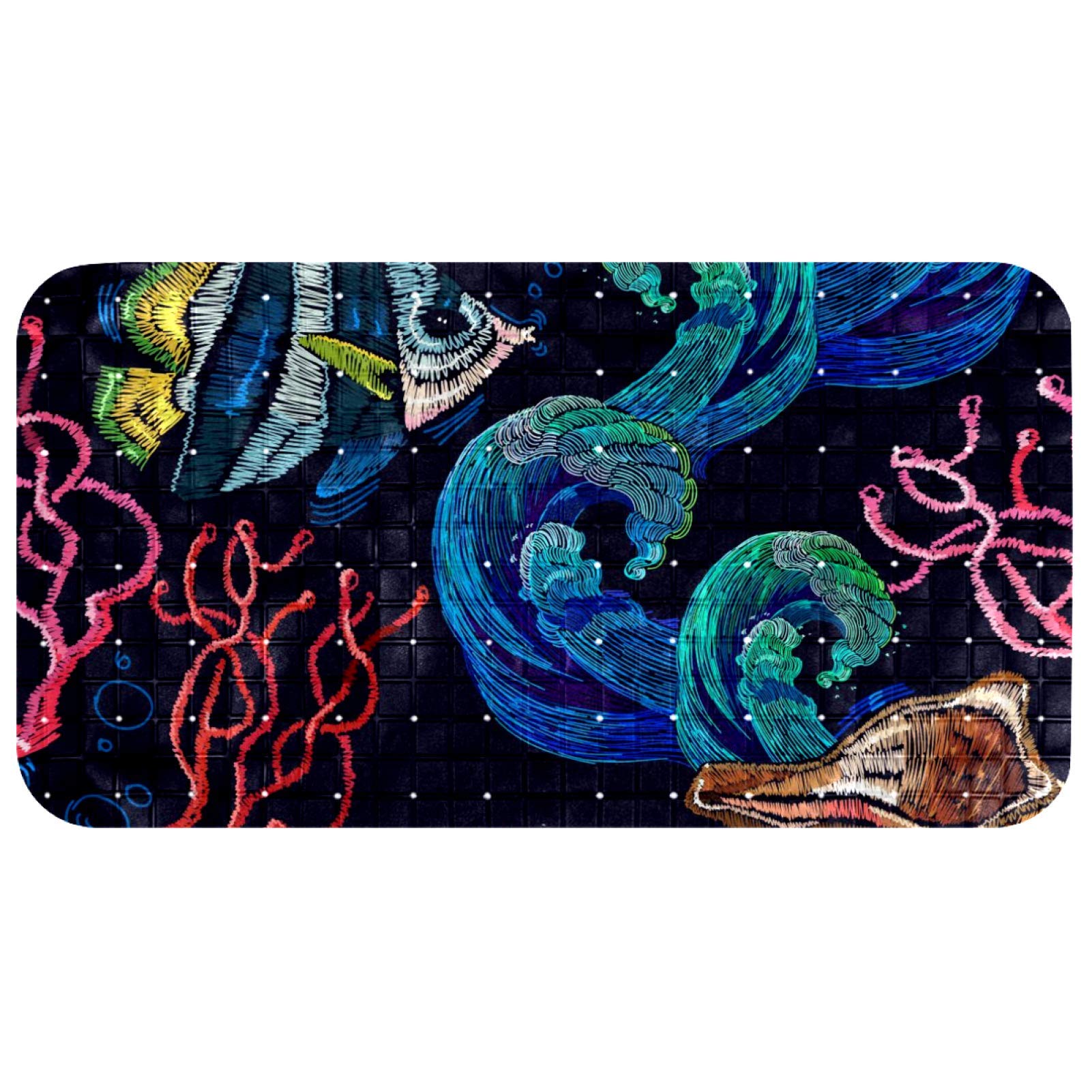 Tapis de bain ovale avec ventouses pour sécuriser la douche familiale
