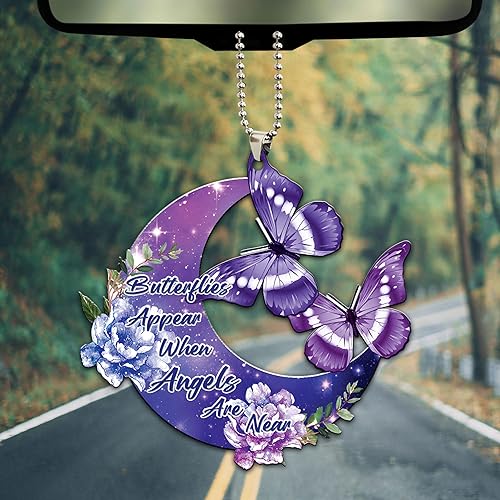 Miniatura 3 de Talataca Mariposa aparece cuando los ángeles están cerca de la memoria, romántica flor 2D plana para espejo retrovisor del coche, accesorios para el