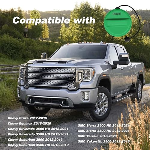 Miniatura 4 de Tapa de llenado de depósito de combustible compatible con Chevy Cruze Equinox Silverado 2500 HD 3500 HD Suburban 2500 3500 HD GMC Sierra 2500 HD