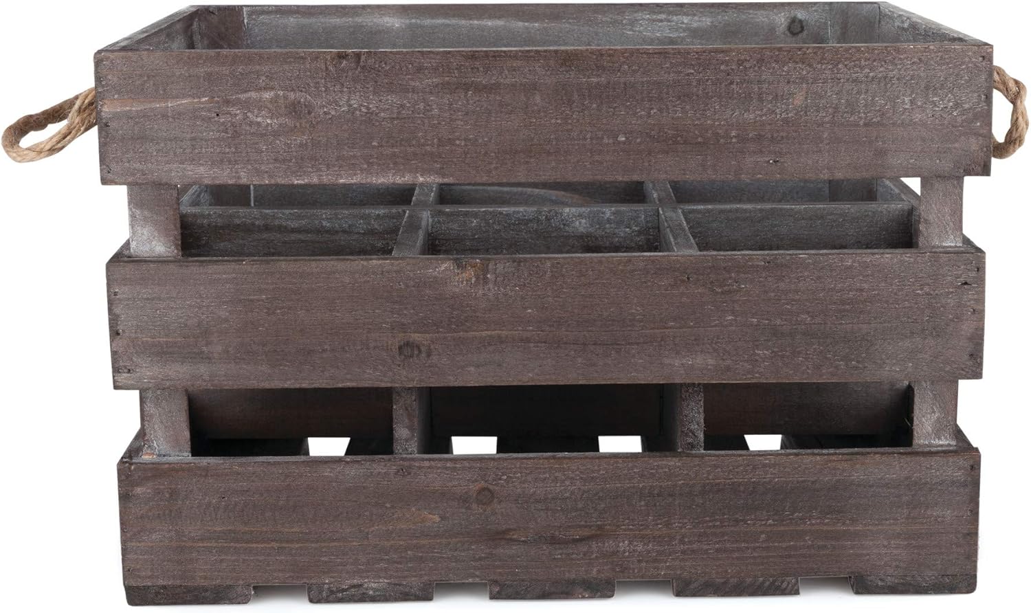 Twine Farm House Decor, Rustic Wooden Wine Bottle Holder and Wine Storage, 6 Bottle Wine Crate, Home Decor, Wine Gifts, Dark Wood, 8.8 x 8.5 x 13.5in