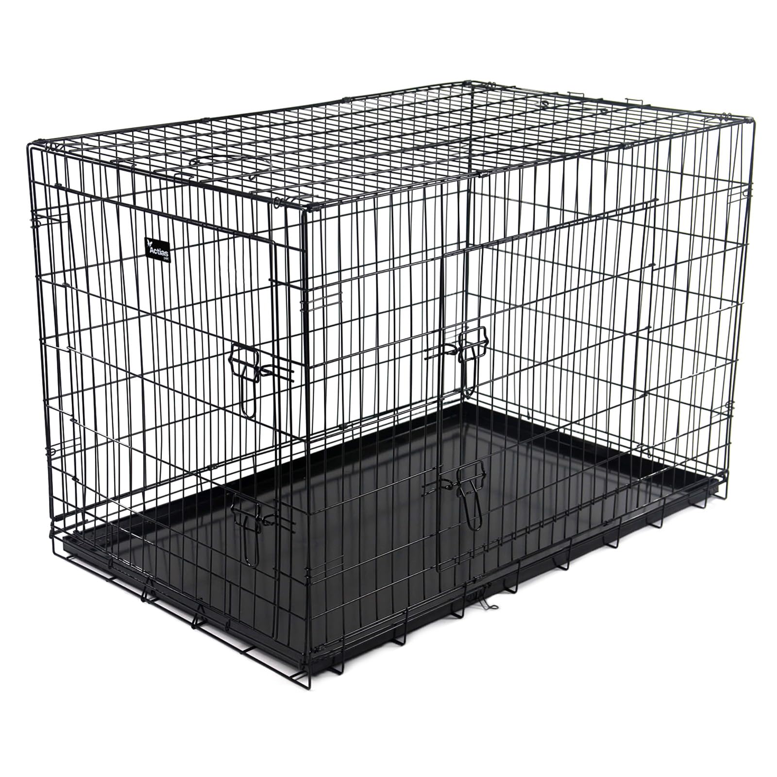 Actiaspet - Foldable Metal Dog Cage with Removable Tray (Black, 48 Inch) — image 1