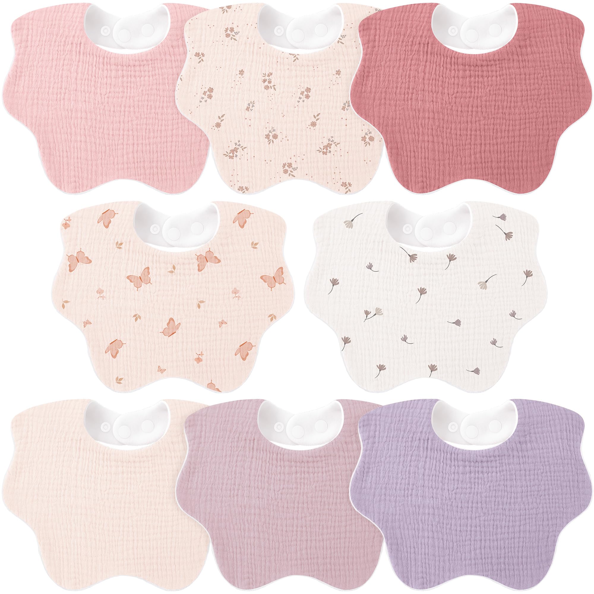 bearmoss Muslin Baby Dribble Bibs Baby Bandana Soft Flower Shaped Drool Bibs for Unisex Baby Girls Boys Toddlers Drooling and Teething, 8pack(Butterfly)