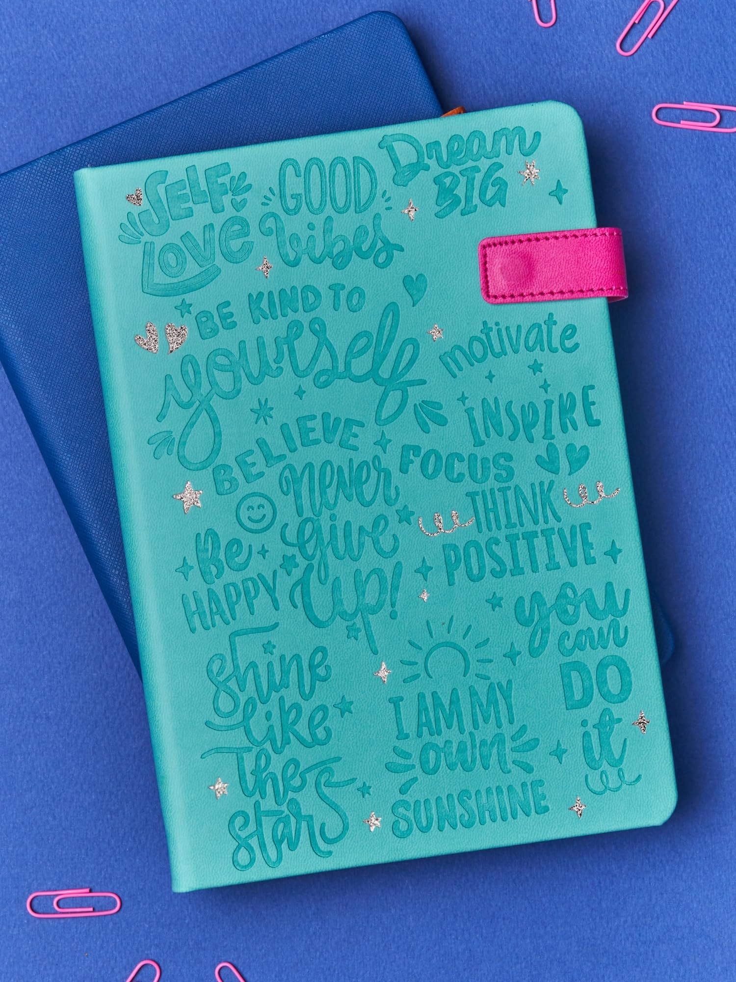 DOODLE A5 Premium Vegan Leather FlipBound Notebook | 8.25 x 5.7 |Undated 192 Pages, 80 GSM | Magnetic PU Leather Flip Closure | Lay Flat Design - Wonder Words