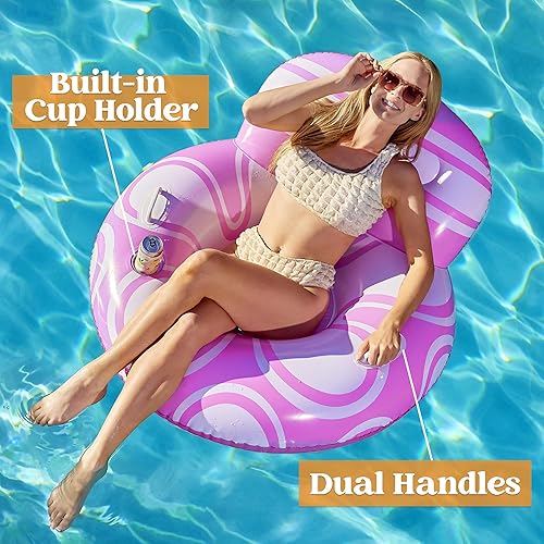 Miniatura 2 de Sloosh Silla flotante inflable para piscina, sofá flotante de tubo de río, sofá con respaldo grande, silla flotante sobre el agua, parte inferior de