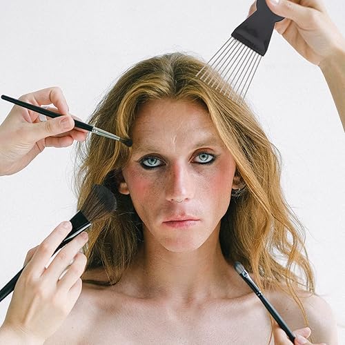 Miniatura 4 de KALLORY Peine desenredante 2 unids para herramientas de trenza Metal Afro Negro Mujeres Hombres Lift Styling peluca salón y peines desenredar peine