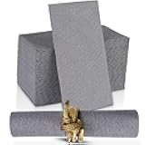 200-pack Naperee Premium Cloth-Like Disposable Paper Dinner Napkins - Made In USA, Soft Black Denim Hand Towel Napkin, Linen Feel - Perfect for Weddings, Parties, Kitchen & Bathroom Use - Gray,