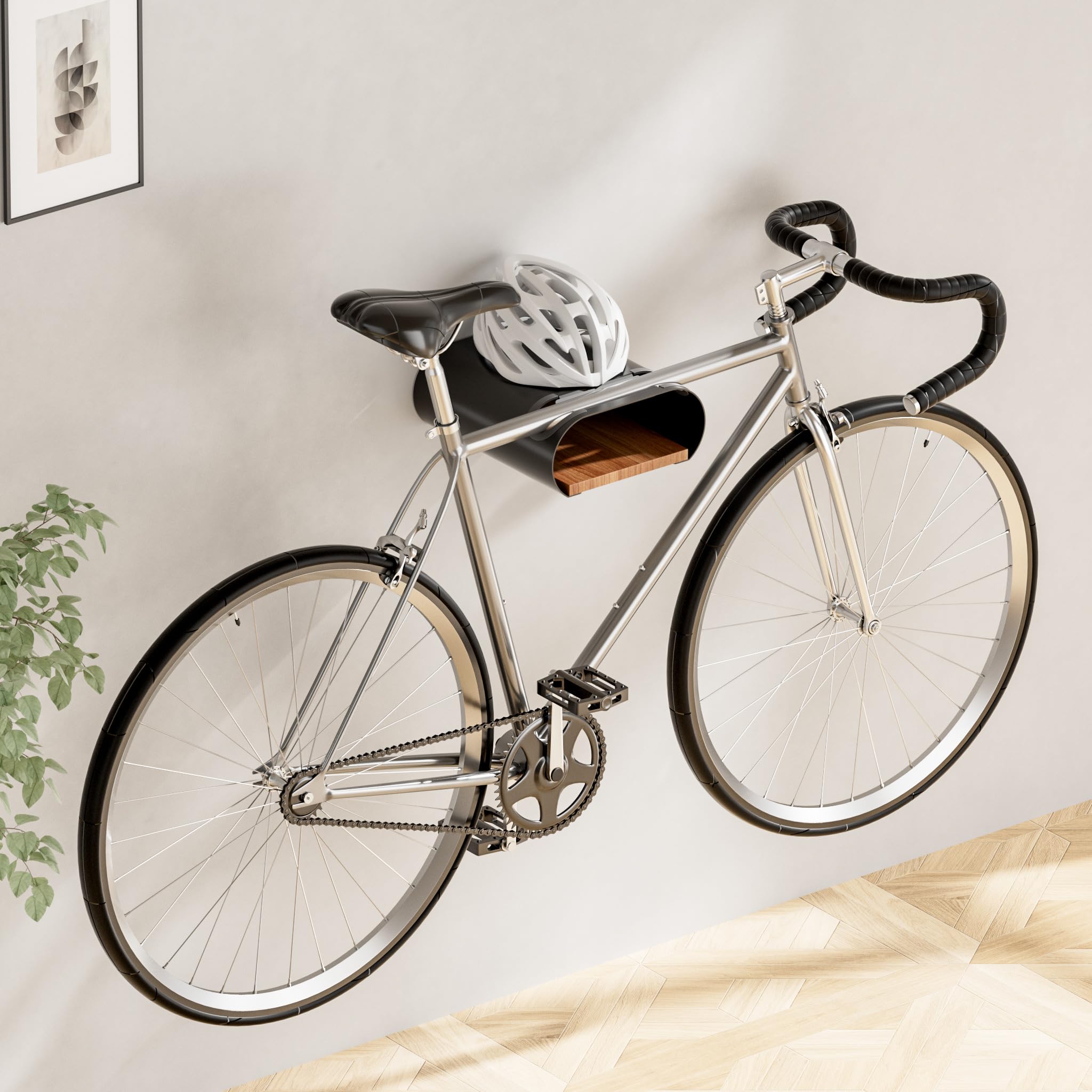 WilTec Soporte de Pared para Bicicleta 25,6 x 30 x 11,4 cm hasta 25 kg, Colgador Universal para Bicicleta, suspensión de Bicicleta Ø 55 mm Tubo Superior y 500 mm Ancho de Manillar