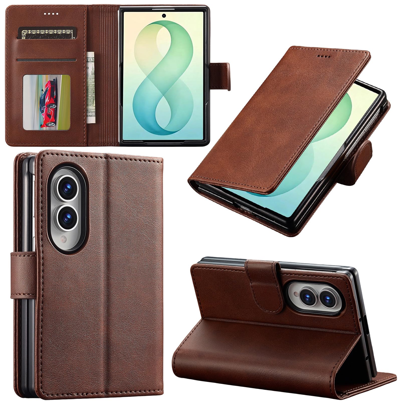 Portafoglio Cover per Samsung Galaxy Z Fold 8, D'epoca Pelle Ribaltabile