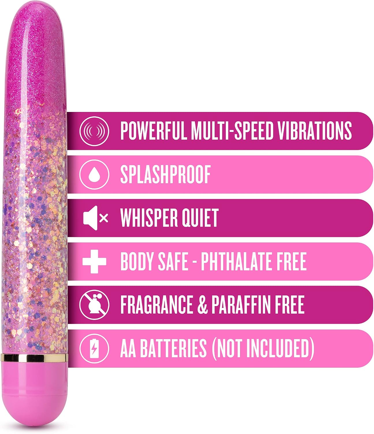 Blush The Collection 7" Celestial Pink Vibrator - Multi-Speed Slim Discreet Quiet Personal Massager for Nipple Clit Sweet G-Spot - Body-Safe Design - Luxury Adult Sex Toy for Women Men Couples - Pink