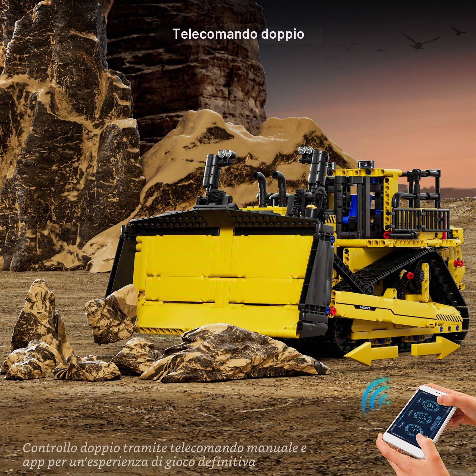 Mould King 15084 Tecnica Telecomando Controllato Bulldozer Costruzione Giocattolo Camion Escavatore Blocchi Da Costruzione APP Telecomando Blocchi Morsetto Regali per 14 + Anni (1508 Parti)