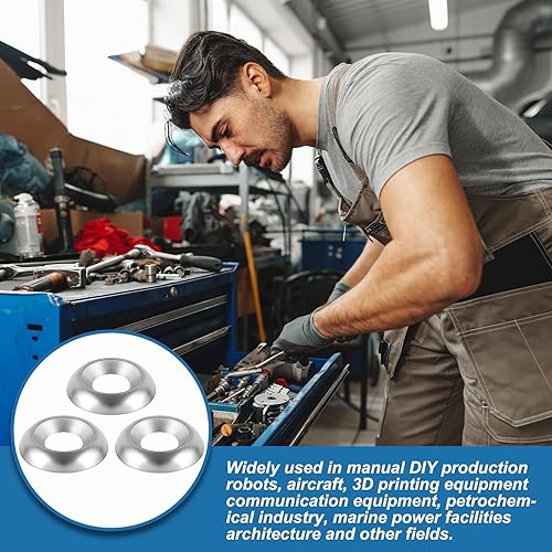 Miniatura 5 de Yaocom 200 unidades de arandelas tazón con cabeza avellanada #10, arandelas de acabado de acero inoxidable 304, arandelas de acabado de copa, color