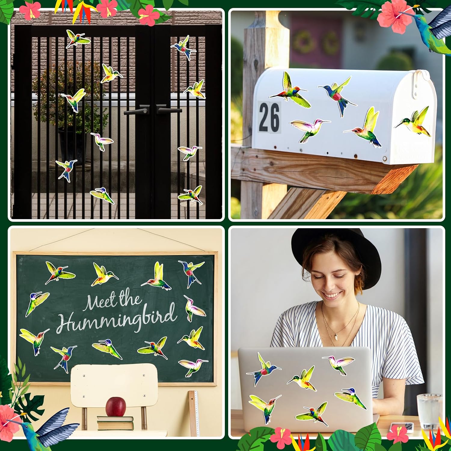 12 Pcs Hummingbird Refrigerator Magnets Cute Yellow Green Humming Bird Magnetic Stickers Housewarming for Fridge Garage Door Car Mailbox Dishwasher Spring Summer Party Decor image 4