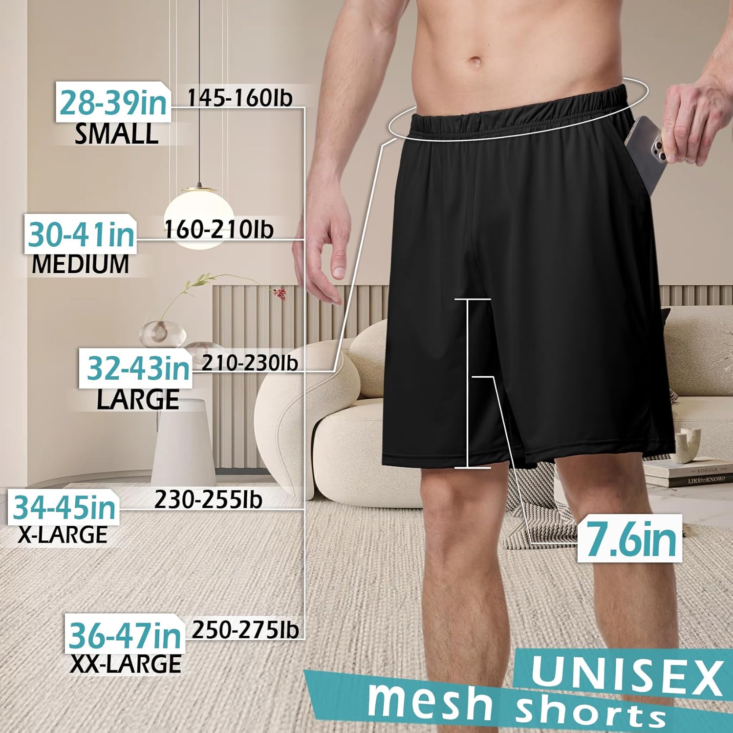 Mens Sleep Shorts Pajama 2 Pack Soft PJ Bottoms,Breathable Mesh Lounge Casual Shorts PJ for Men with Pockets Drawstring - Image 4