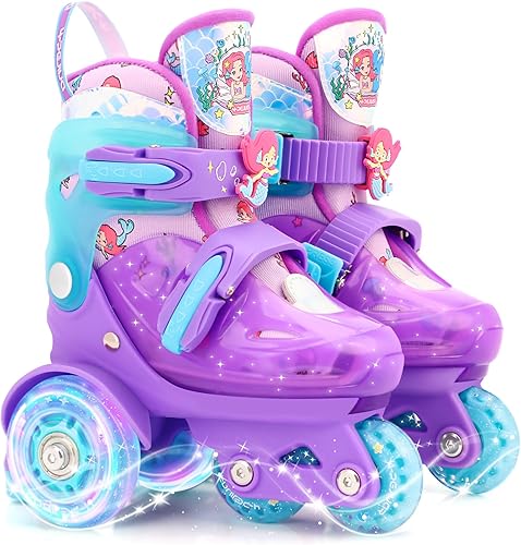 Miniatura 8 de Patines ajustables para niños y niñas con ruedas LED con flash iluminado edad 3-9 iluminación divertida equilibrio tipo tres puntos caja de regalo