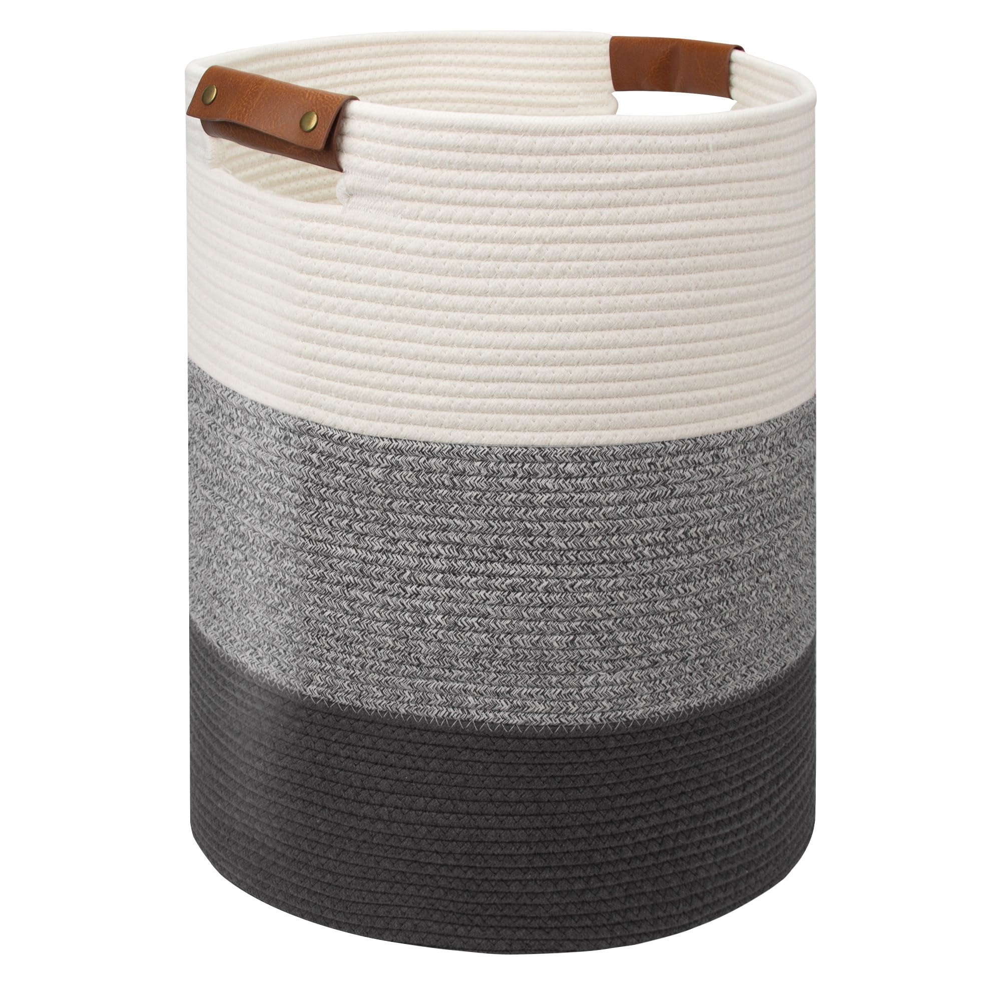 Goodheim Tall Cotton Rope Laundry Basket with Handles