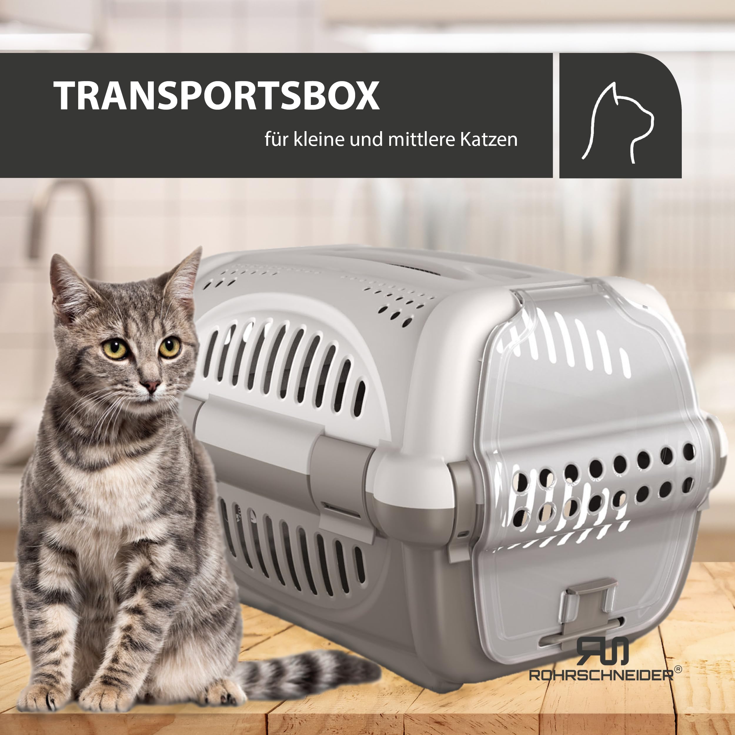 Rohrschneider Katzen Transportbox | Hundebox | Transportbox Hund, grau