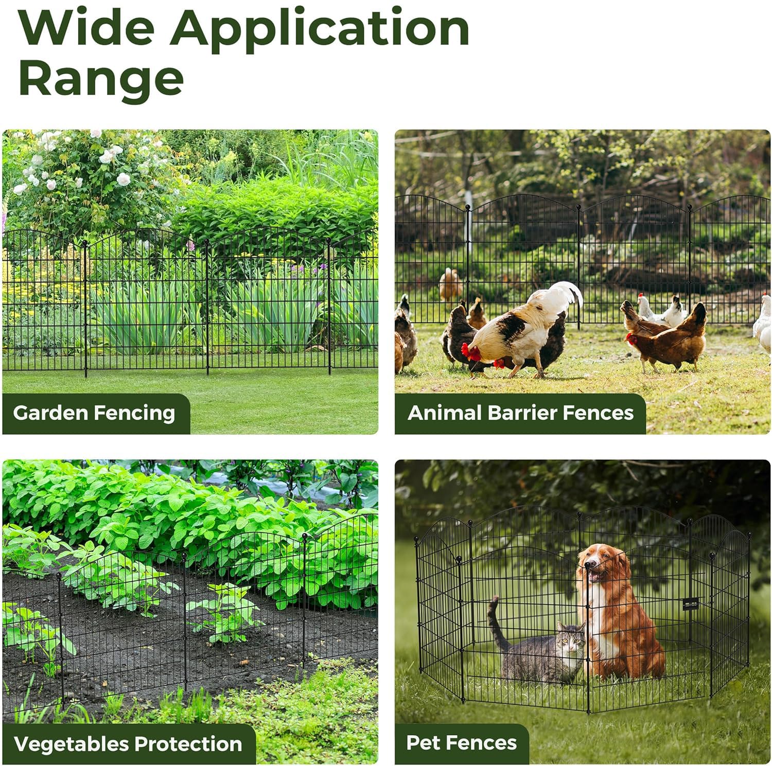 5 piezas Valla decorativa de jardín con puerta, 80 cm(H) X 3,7 m(L), barrera con estacas para perros, mascotas, conejos