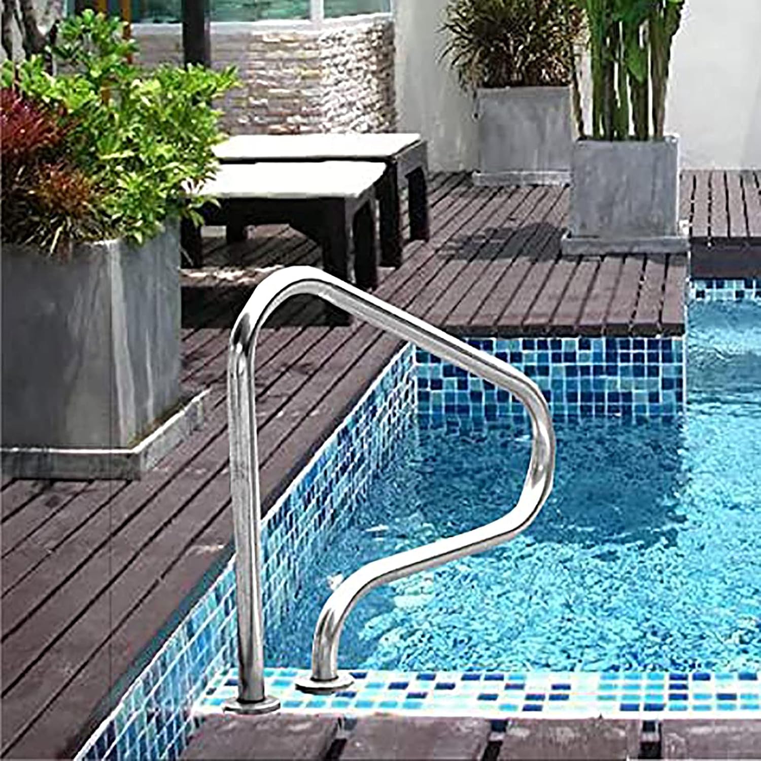 with Blue Grip Cover, Swimming Pool Safe Railing 304 Stainless Steel il 440LBS Load Capaci (Thick 1mm)