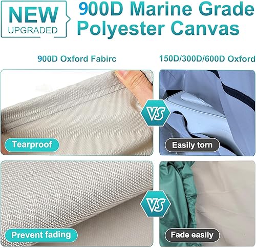 Miniatura 2 de Cubierta de lancha Jon de poliéster 900D resistente de 16 pies a 18 pies con cubierta de motor, 100% impermeable, anti-UV, remolcable Jon Boat cubre