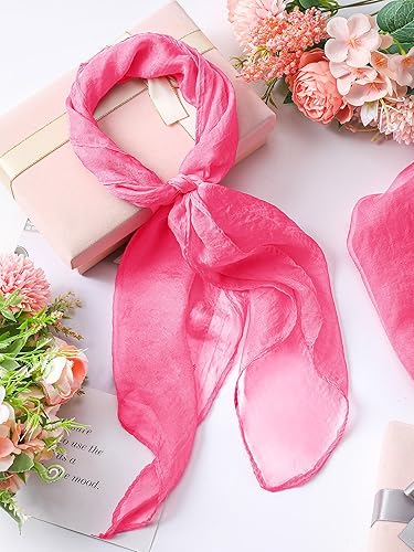 Miniatura 7 de Boao 6 bufandas de gasa de los años 50, bufanda cuadrada para el cuello, bufandas para la cabeza, bufandas vintage suaves de poliéster para mujeres,