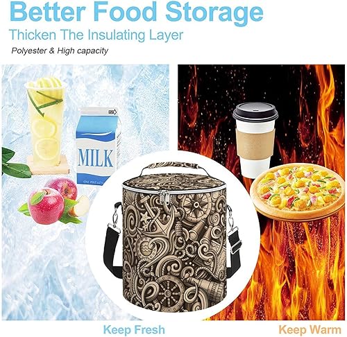 Miniatura 4 de Nautical Doodles - Bolsa de almuerzo portátil aislada reutilizable para mujeres y hombres, trabajo, viajes, picnic