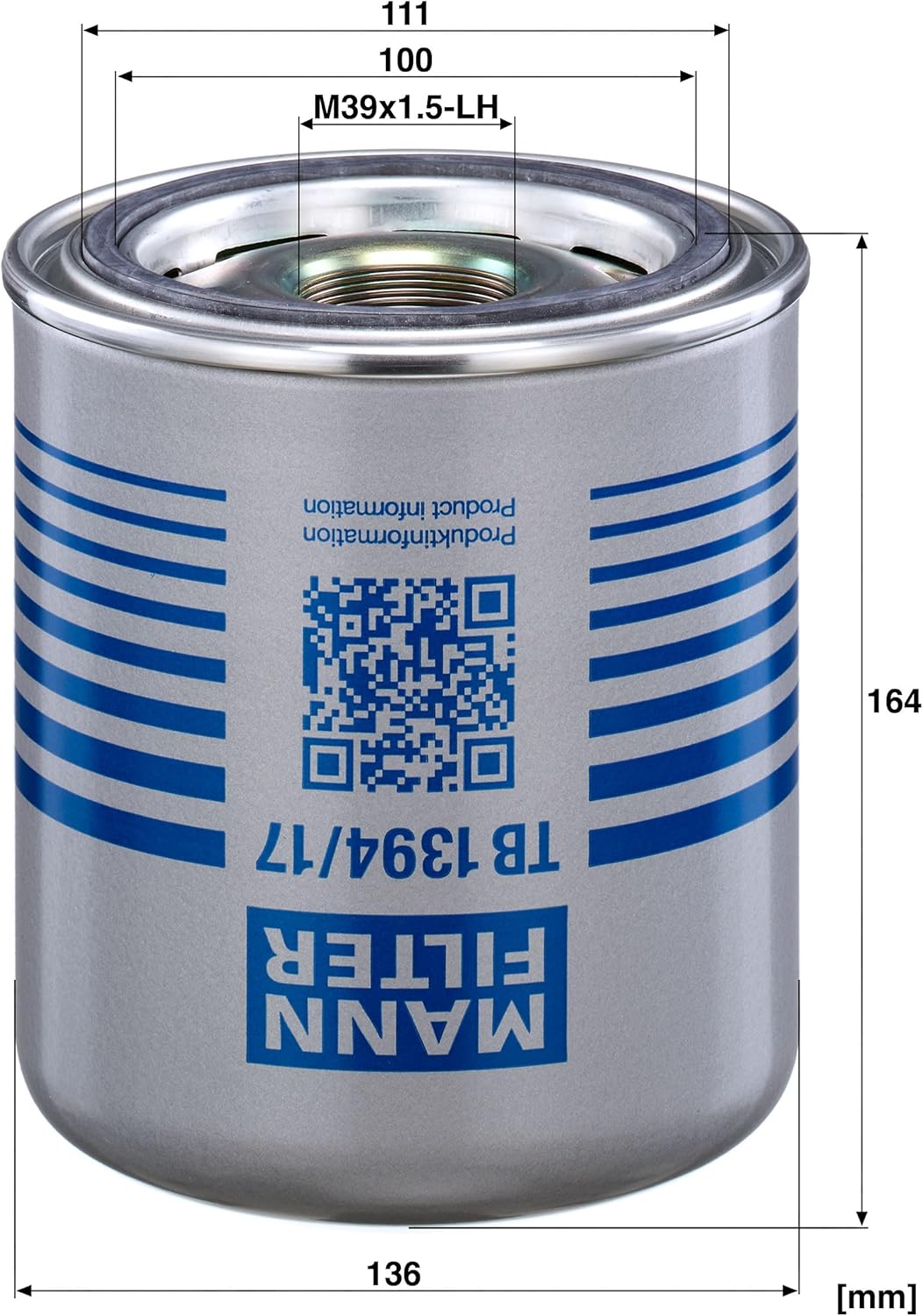 MANN-FILTER TB 1394/17 x Air Dryer for Pneumatic Brake System - TRUCKS + BUSES