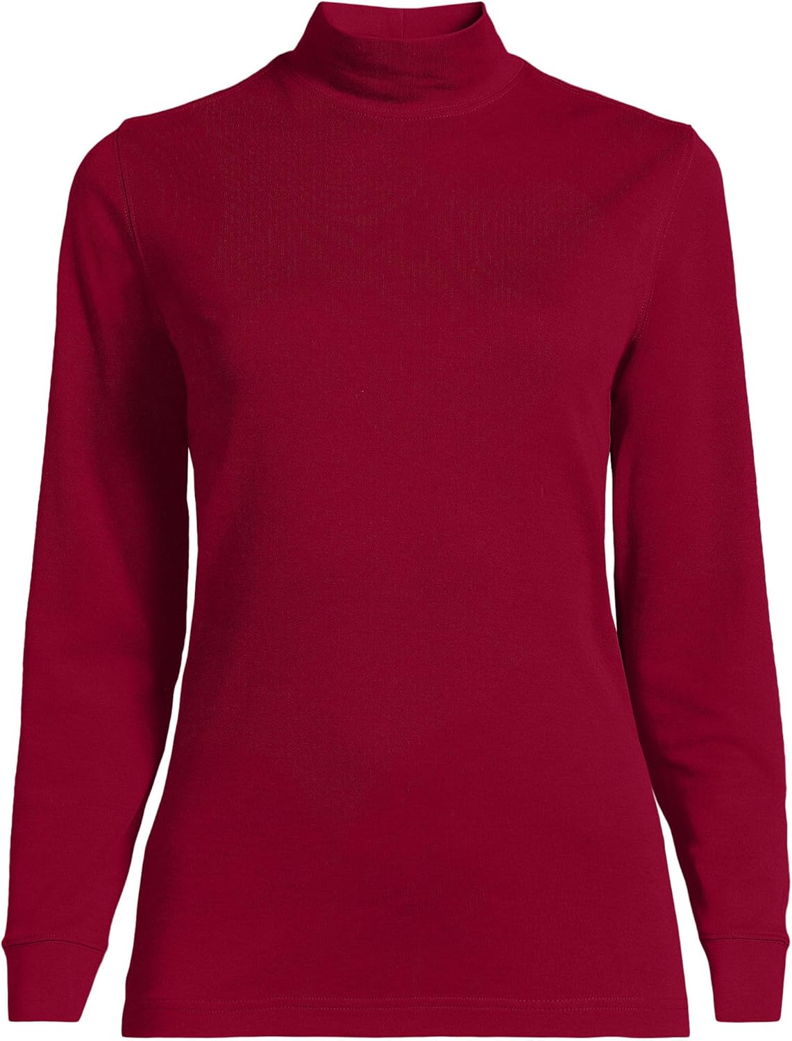Lands' End Women Long Sleeve Relaxed Cotton Mock Regal Garnet Regular X-Large - Image 3