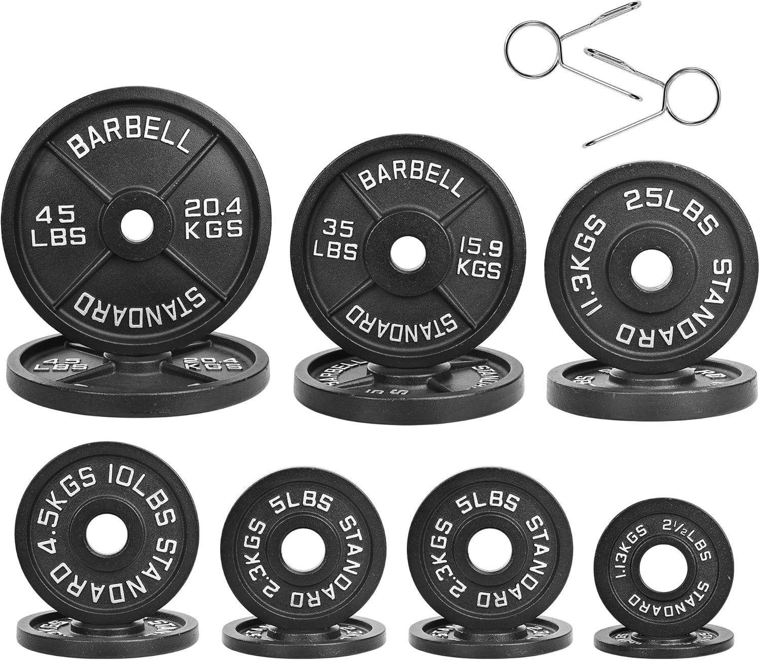 Fitvids Cast Iron Plate Weight Plate for Strength Training and Weightlifting, 2-Inch Center (Olympic), 45LB (Single)