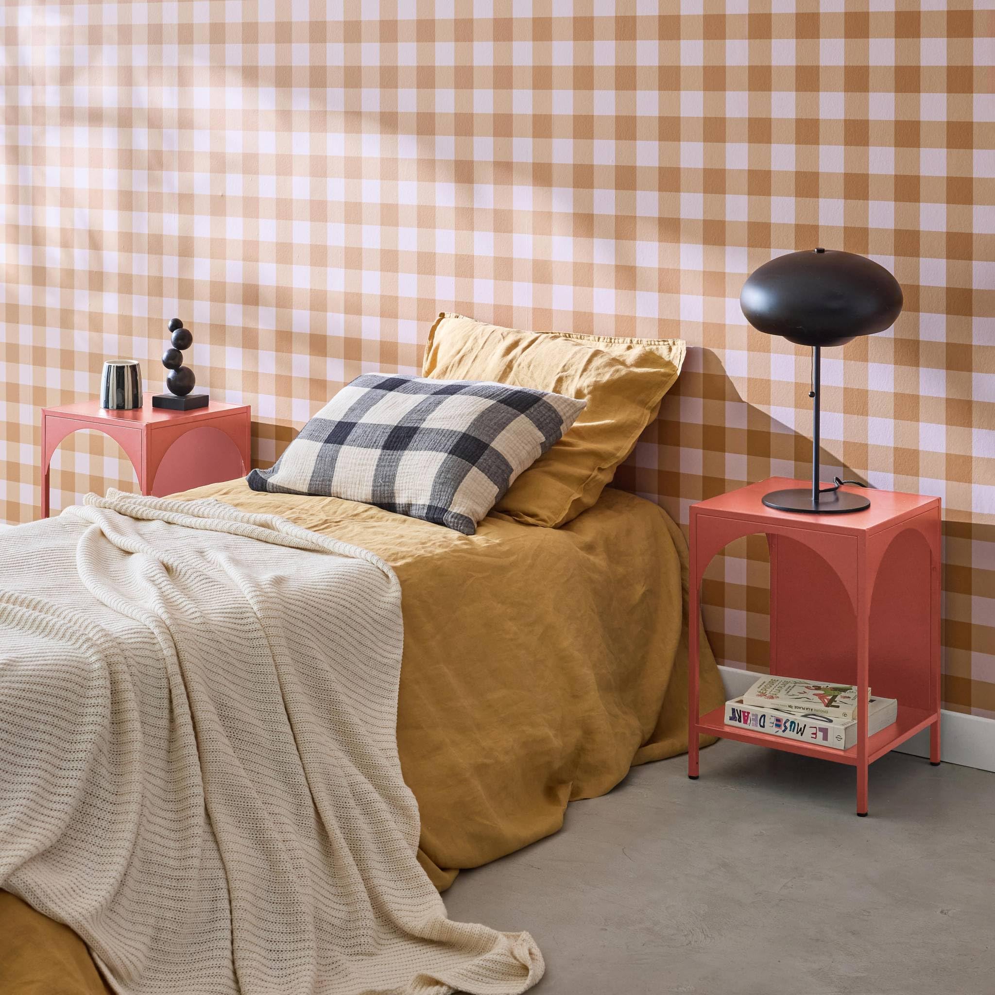 sweeek - Table de Chevet. Table d'appoint en Acier Terracotta
