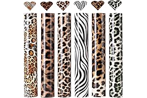 6 Sheets Leopard Print Heat Transfer Vinyl Roll (12 x 10 Inches)...