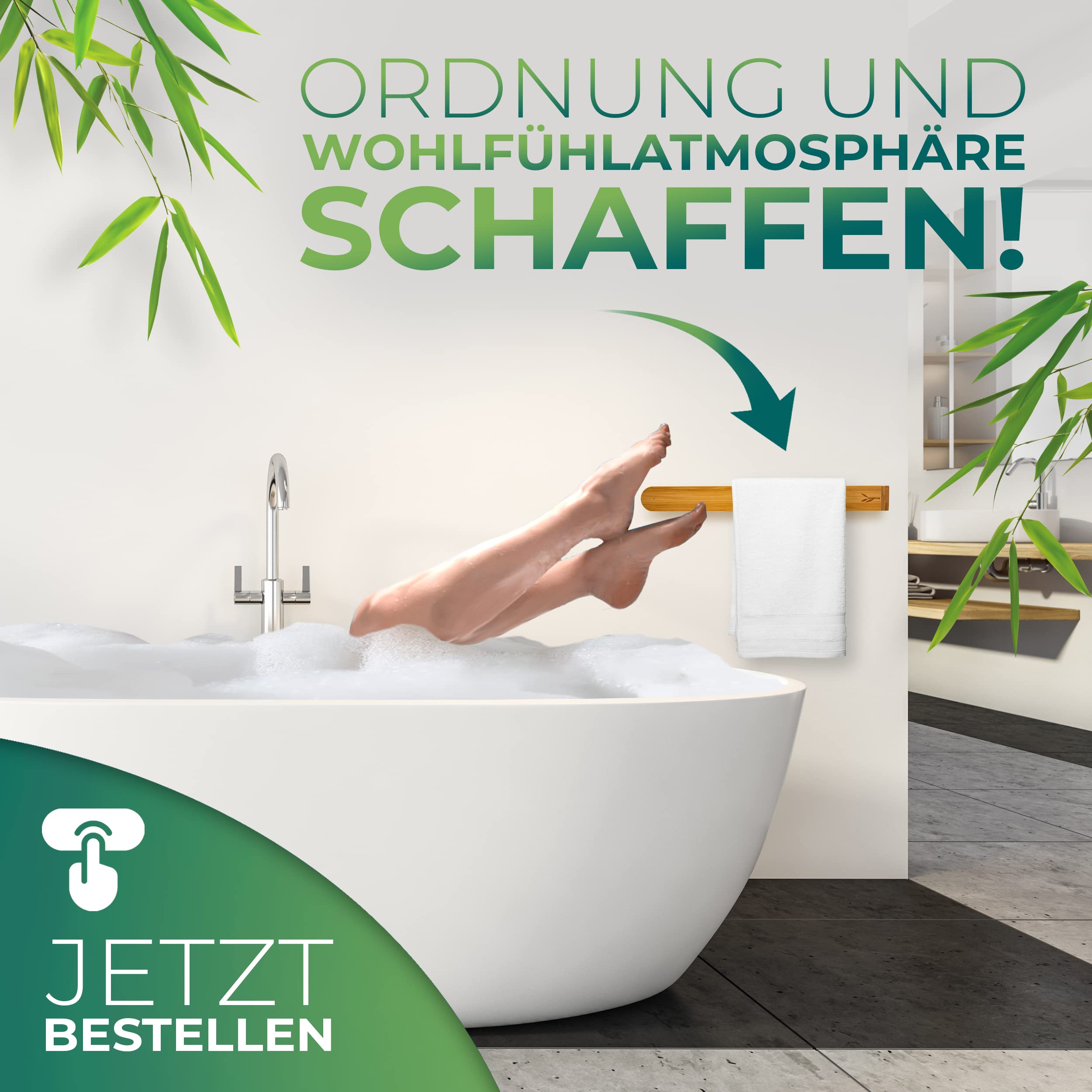 Portasciugamani In Legno Senza Foratura Asta Per - Foto 2