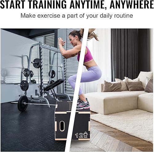 Miniatura 6 de VEVOR Caja de salto pliométrica 3 en 1, caja pliométrica de madera, plataforma y caja de agilidad de salto, caja de ejercicios de fitness