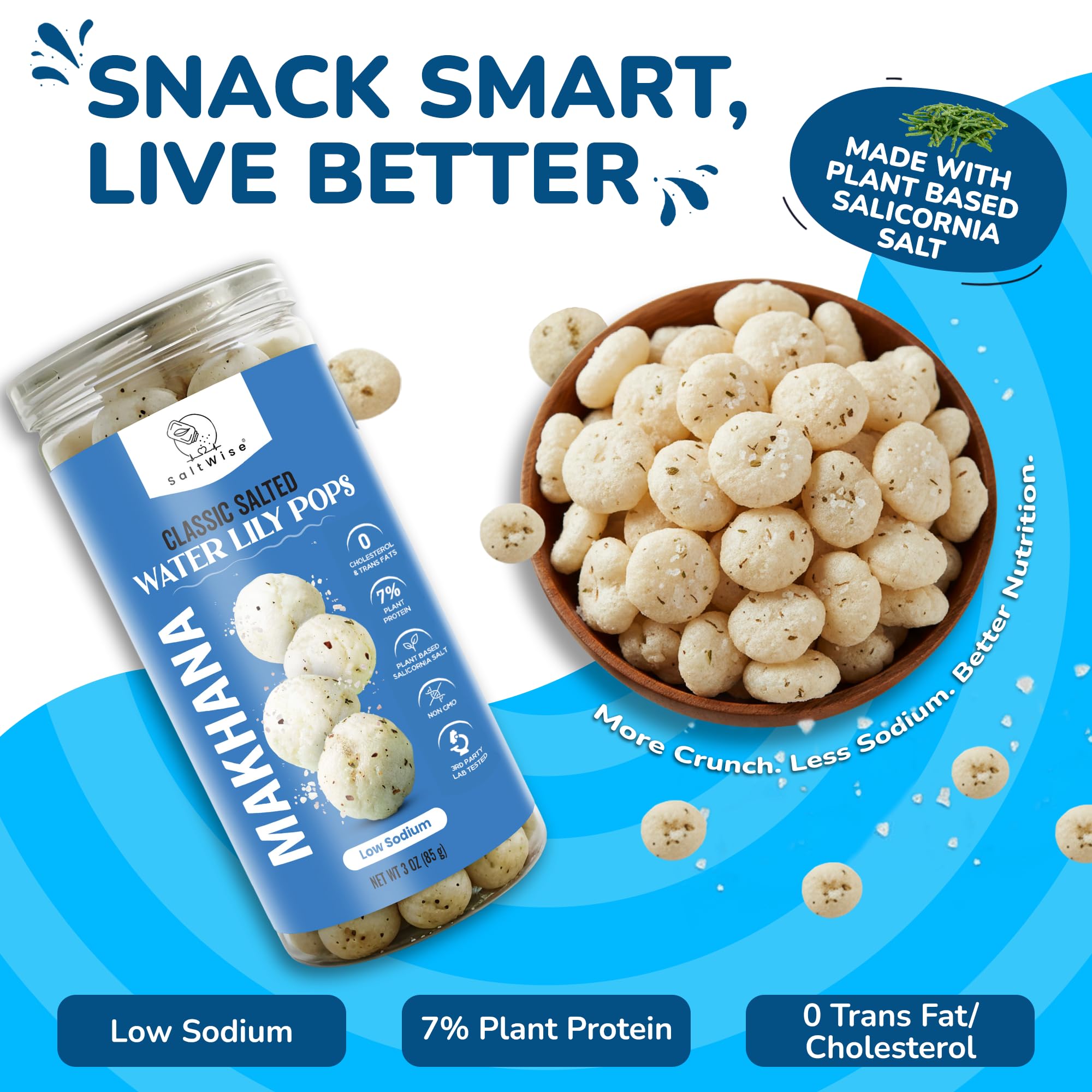 SaltWise Water Lily Pops (Makhana/Semillas de Loto/Fox Nuts) – Tostados con Aceite de Oliva | Snack Vegetal sin Gluten, Vegano y Non-GMO (Pack Variado de 4 Sabores)