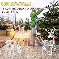 Vista 6 de 3 piezas de renos grandes animados para la familia de renos navideños para patio al aire libre, 2D, decoración navideña iluminada de ciervo