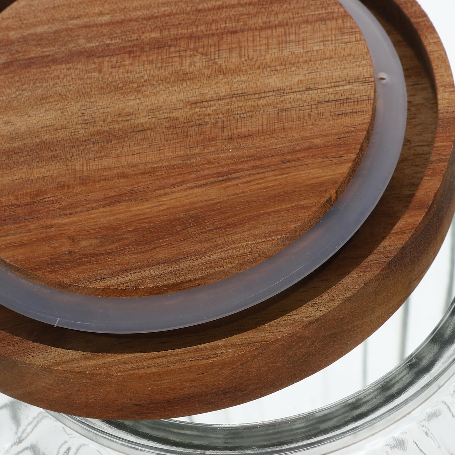 Toyvian Glasbehälter mit Holzdeckel Luftdichte Vorratsdose für Trockenlebensmittel Transparentes Glas für Kaffeebohnen und Tee