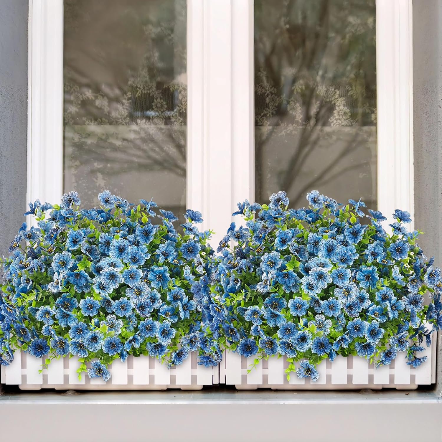 24 Bundles Artificial Flowers for Outdoor, Fake Plastic Plants for Spring Summer Decoration, UV Resistant&No Fade Hanging Faux Flower for Indoor Outside Garden Porch Yard Farmhouse