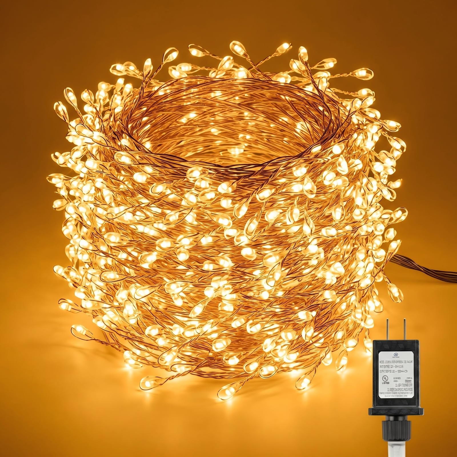 Minetom Fairy Lights Plug in, String Lights for Christmas Tree Decoration Warm White 200LEDs
