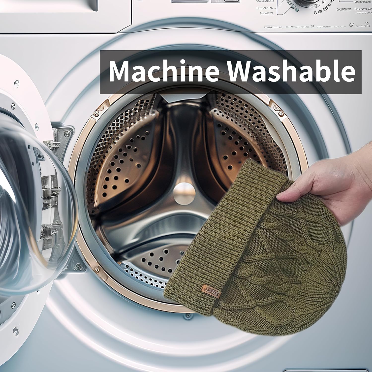 OUTDOOR SHAPING Merino Wool Beanie, Unisex Cable Knit Hat, Daily Rib Cuff Beanie, Warm Winter Cap - Image 4