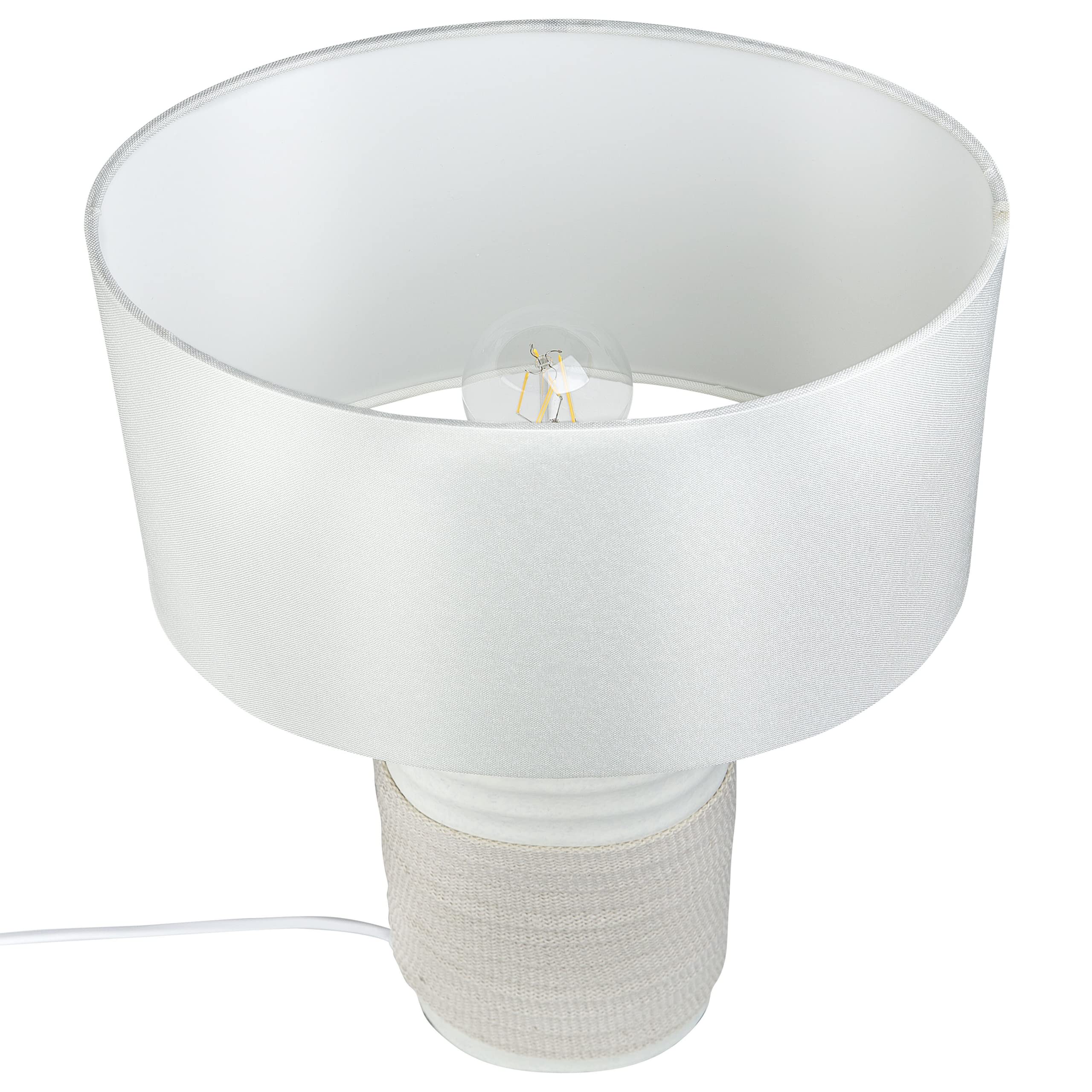 Beliani Klassische Tischlampe Leinen/Porzellan weiß und helles Beige Navia