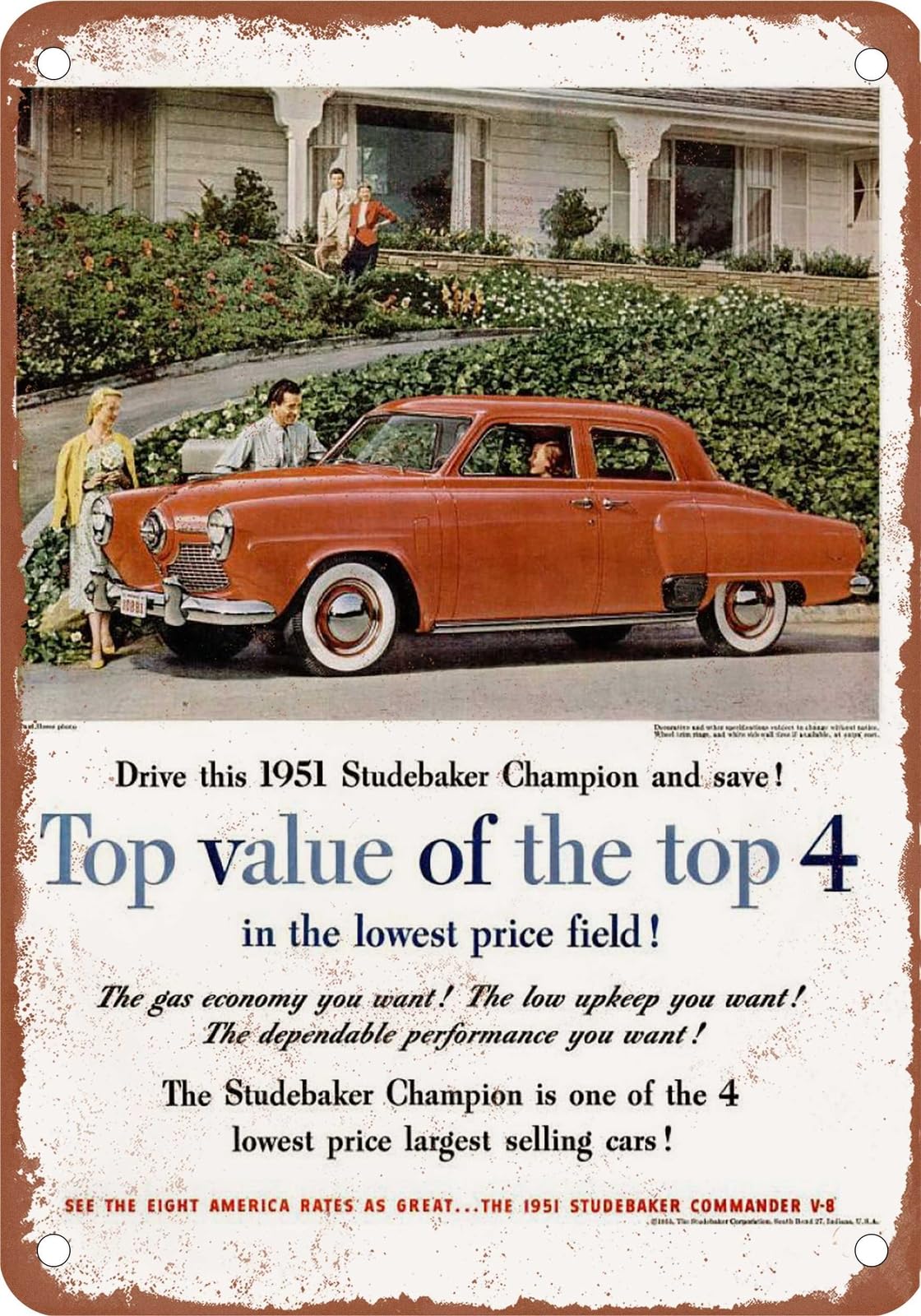 Miaomansenstore Metal Sign - 1951 Studebaker Vintage Ad 02 - Old Retro Rusty Look Home Decor