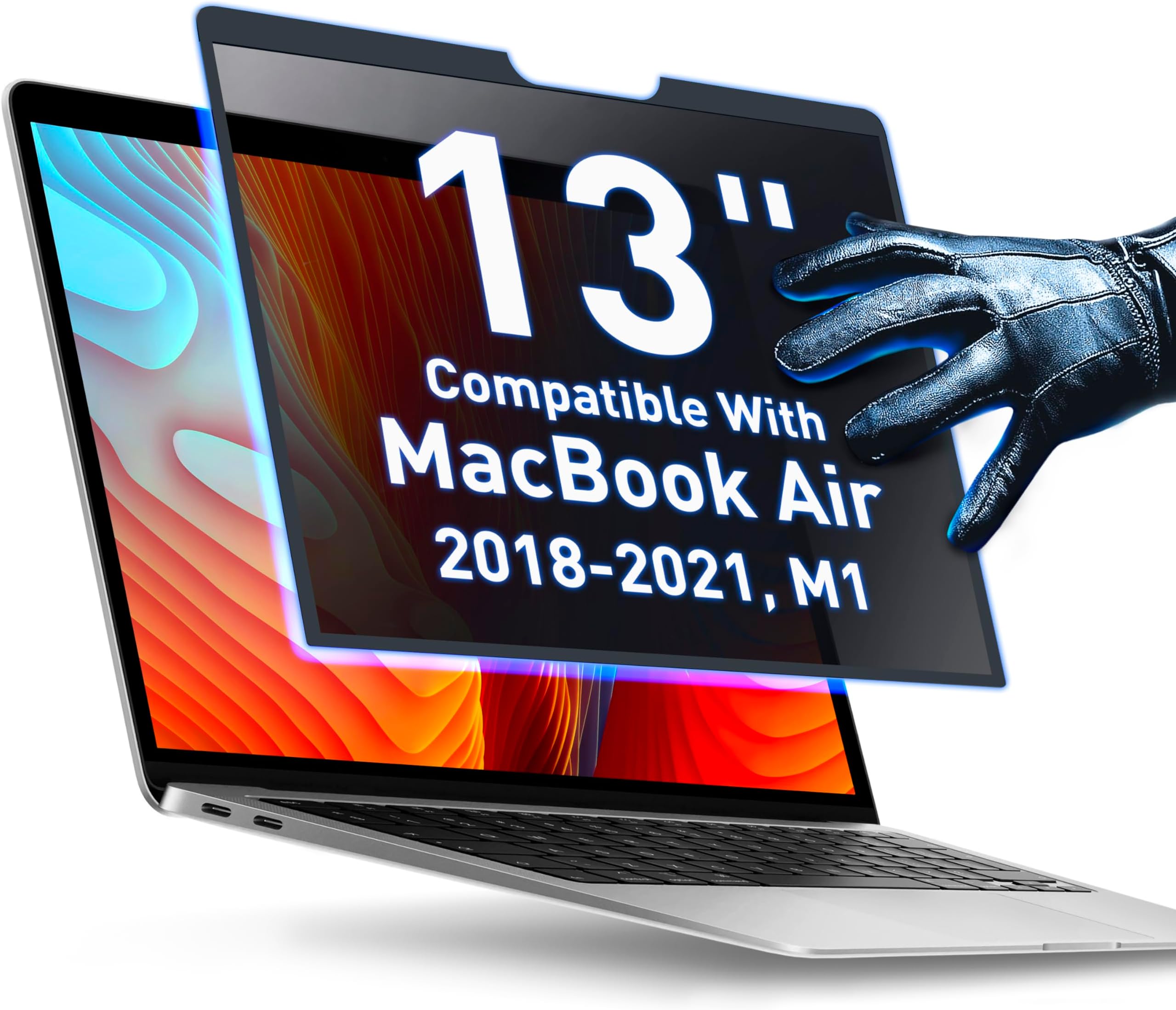 VINTEZ Removable Privacy Screen Compatible With MacBook Air 13" 2018, 2019, 2020, 2021, M1 | Easy On/Off Anti-Glare Laptop Screen Protector Filter Blue Light Blocking Filter