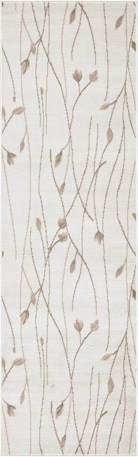 Nourison Home Grafix Ivory Beige 2'3" x 7'6" Area Rug - Easy Clean, Non Shedding, Bed Room, Living Room, Dining Room, Kitchen (8' Runner)