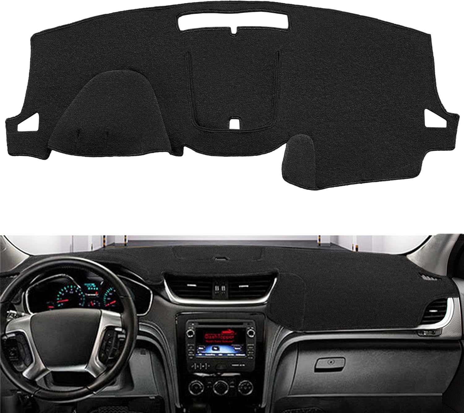 Dash Cover Mat Custom Fit for Chevrolet Chevy Traverse Without Head Up Display Dashboard Pad Cap Carpet Protector K279 (Black)