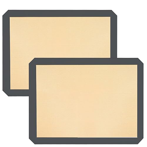 Ninsula Silicon Baking Mats, 16.5'x11.6' 2-Pack Reusable Silicon Baking Mat Sheet, Baking Sheets Non-Stick, Food Safe Ba
