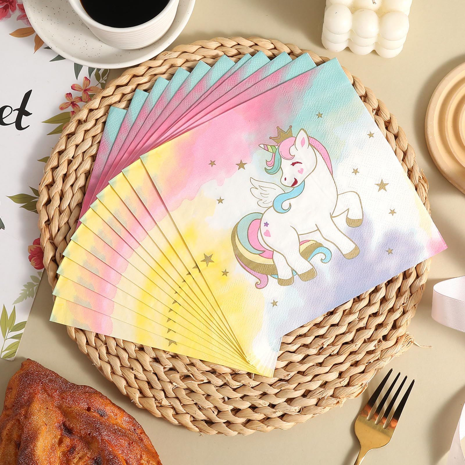 Serviette Papier Anniversaire Étoile Jaune Unicorne Serviette De Table Mariage Serviettes Papier Jetables Cocktail Jetables De Table Mariage Décoration Pour Partys Célébrations 20 Paquet(33x33cm)