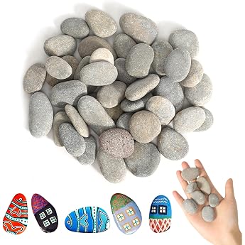 40 Pieces Stones for Painting 1-3 cm Painted Pebbles Smooth Pebbles for Painting Beach Pebbles Gravel Decorative Stones Natural Stone DIY Aquarium Stones for Colourful Painting Decoration