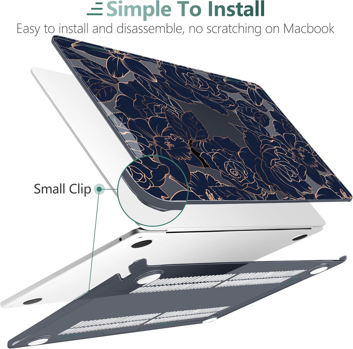 TWOLSKOO for MacBook Air 15 inch Case 2025 2024 2023 Release M4 A3241 M3 A3114 M2 A2941, Plastic Hard Shell & Screen Protector & Keyboard Cover & Trackpad Film, Elegant Roses - Image 3